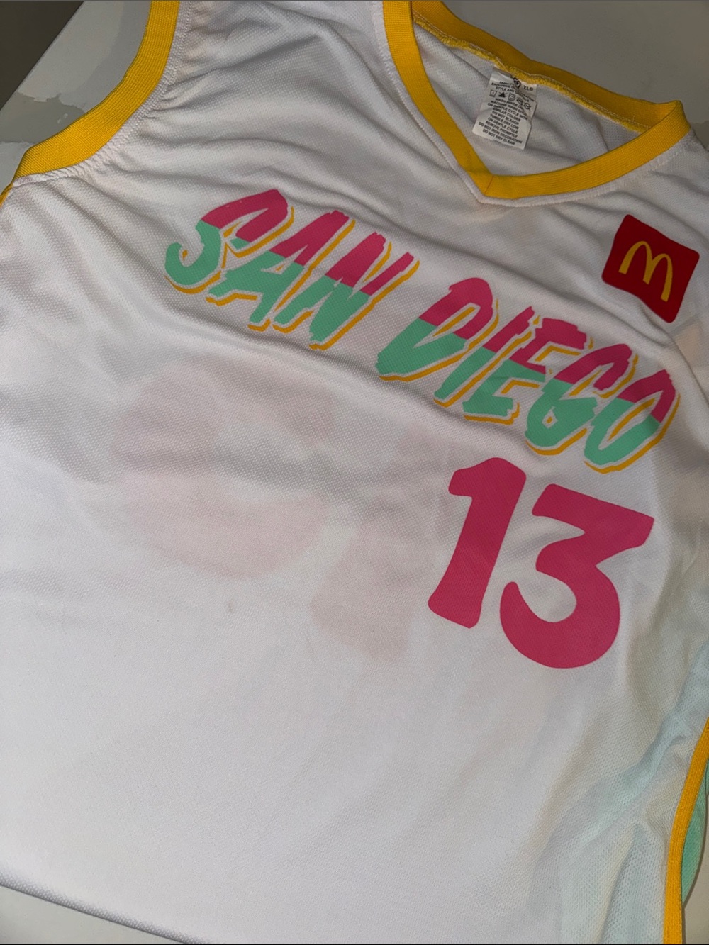 San Diego #13 White Basketball Jersey with Yellow Trim